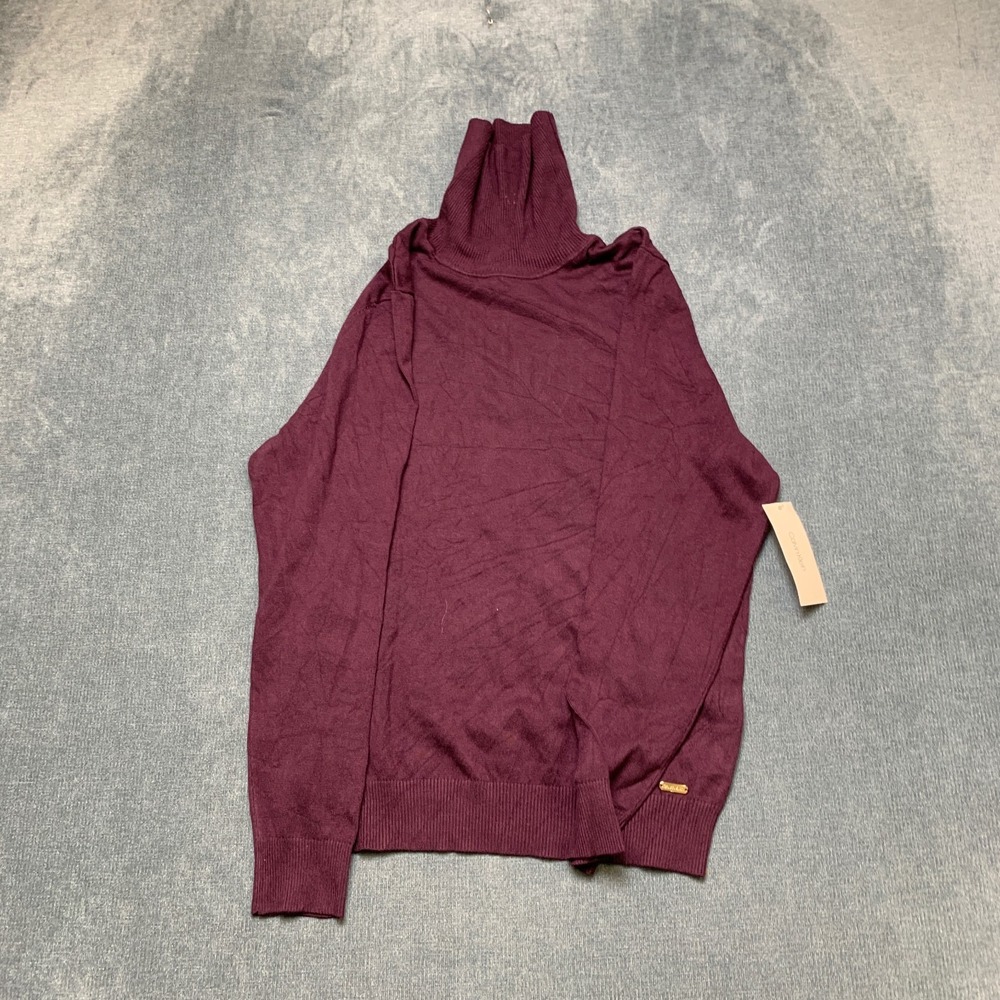 Calvin Klein Sweater Mens XL Merlot Long Sleeve Knitted Turtleneck Pullover